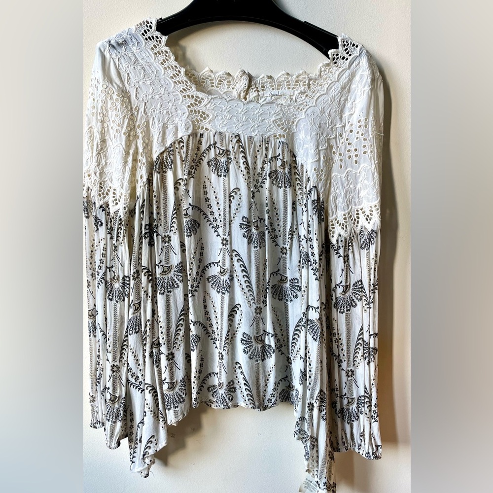 Anthropologie Floreat Lace Peasant Blouse sz 8